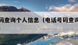 电话号码查询个人信息（电话号码查询个人信息软件）